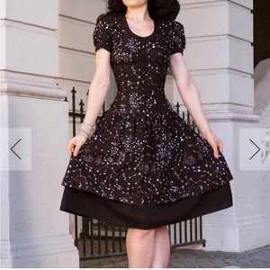 Black Astronomy Print Corset Dress
